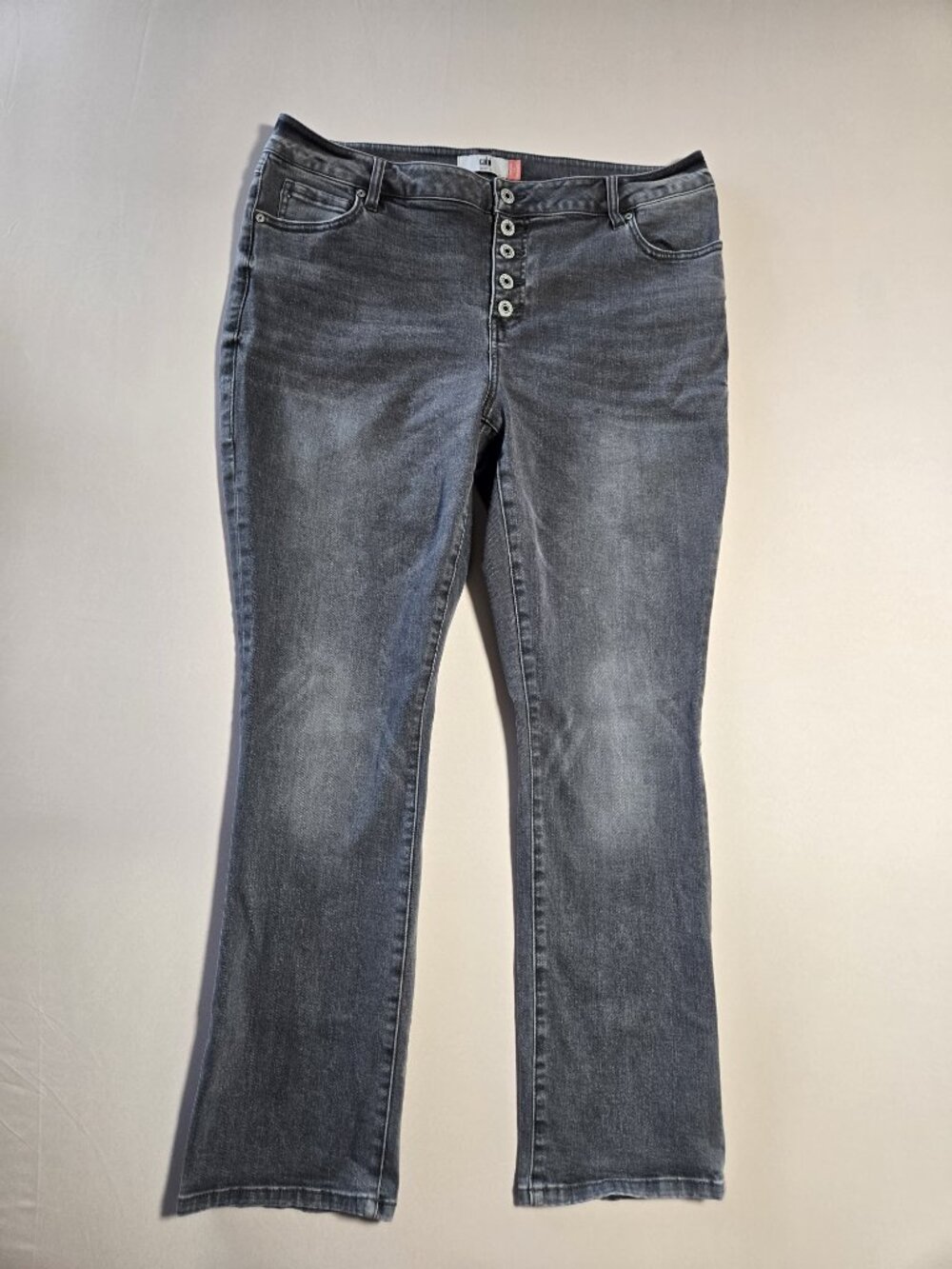CABI Jeans Women Size 16 Gray Wash Button Fly Straight Leg Denim Pants